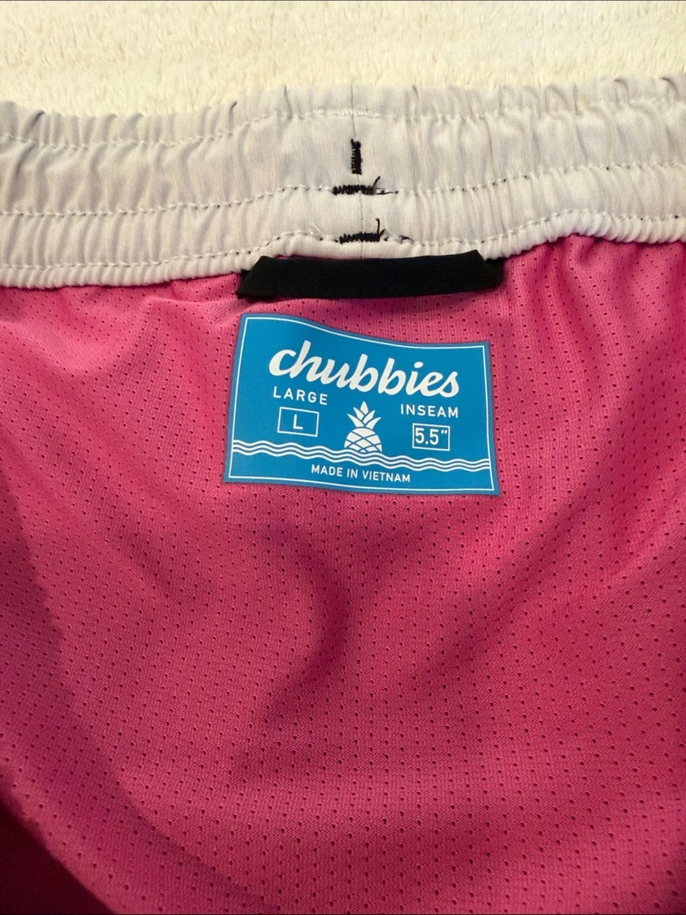 Chubbies black Swim Shorts with pink lining  38 inch waist.